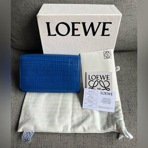 Loewe Textured Calfskin Small Vertical Zip Wallet Electric Blue